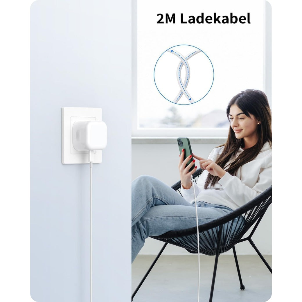 iPhone Fast Charger [MFi Certified] 20W USB C Fast Charging Plug and 2M Cable Power Delivery 3.0 UK Power Adapter USB-C Mains Charge Compatible with iPhone 14/13/12/11 Pro Max/X/XS Max/XR/8/7, iPad1