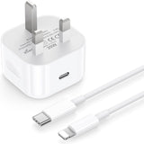 iPhone Fast Charger [MFi Certified] 20W USB C Fast Charging Plug and 2M Cable Power Delivery 3.0 UK Power Adapter USB-C Mains Charge Compatible with iPhone 14/13/12/11 Pro Max/X/XS Max/XR/8/7, iPad1