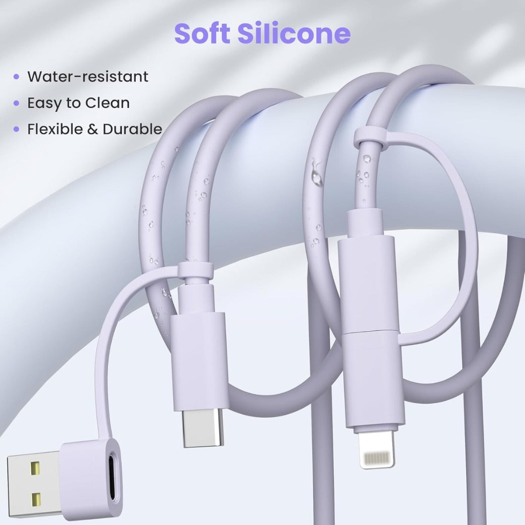 Elebase Multi Charger Cable for iPhone 17,4 in 1 Charging Cord 2M,60W Fast Charging USB C Cable with USB A/Lightning Adapter for New Apple 16 15 14 Pro Max Plus,AirPods 3,iPad Air 5,Mini 6 7,Macbook