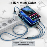 Multi Charger Cable, [1.2M] 3 in 1 Charging Cable USB Cable Phone Charger Cable with Micro + USB C +Lightning Connector for iPhone, Android Galaxy, Huawei, Nexus, Nokia,LG, Sony, PS4