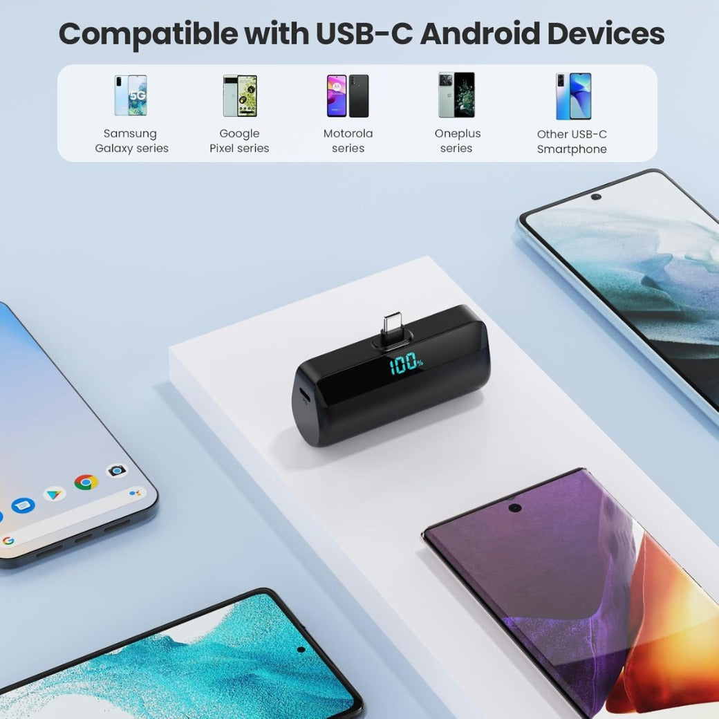 Mini Power Bank Portable Charger 5200mAh for iPhone 16/15 Series,PD USB C Battery Pack with LCD Display, Compatible with iPhone 16 Plus/16 Pro/15 Pro Max, Samsung S24/23,USB C Android Phones etc