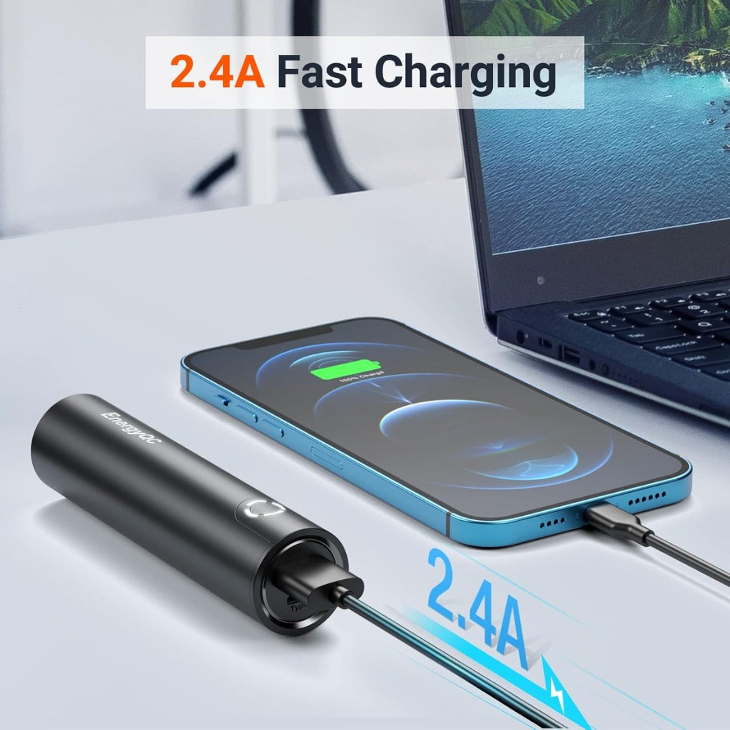 EnergyQC Mini Portable Charger 5000mAh for Mobile Phone Small Power Bank Ultra-Compact External Battery Pack with 2.4A Output Compatible with Xiaomi Huawei Samsung and More