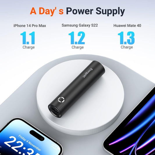 EnergyQC Mini Portable Charger 5000mAh for Mobile Phone Small Power Bank Ultra-Compact External Battery Pack with 2.4A Output Compatible with Xiaomi Huawei Samsung and More