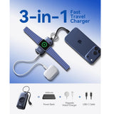 Power Bank, Pocket-Size 20W 5000mAh Portable Charger, Fast Charging Powerbank with Built-in USB C Cable and Keychain, Battery Pack for Apple Watch Ultra 11 10 9 8 7 SE, iPhone 17 16 15 Air, etc.