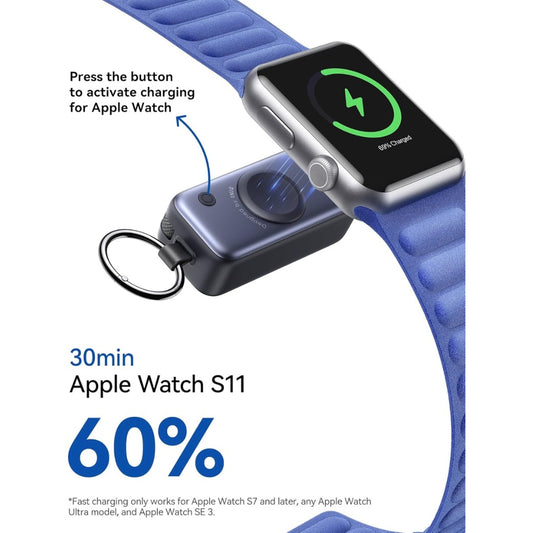 Power Bank, Pocket-Size 20W 5000mAh Portable Charger, Fast Charging Powerbank with Built-in USB C Cable and Keychain, Battery Pack for Apple Watch Ultra 11 10 9 8 7 SE, iPhone 17 16 15 Air, etc.