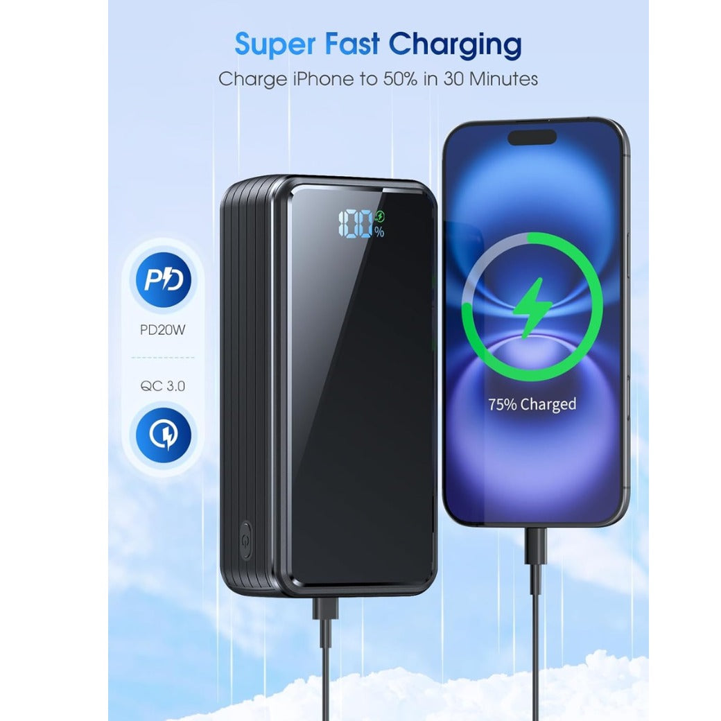 56800mAh& 65w Power Bank Portable Charger, External Battery Pack Phone Charger,10 Charging Ports Battery bank With Smart LED Display, for iPhone/iPad/Tablet