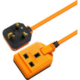 One Socket Single Extension Lead, 5 Metre Cable, Unswitched, Heavy Duty, Rewireable, 1-Way Plug Extension Cable, Work Power, Permaplug, Orange, 13A, 1G, 5m, EXS1315O