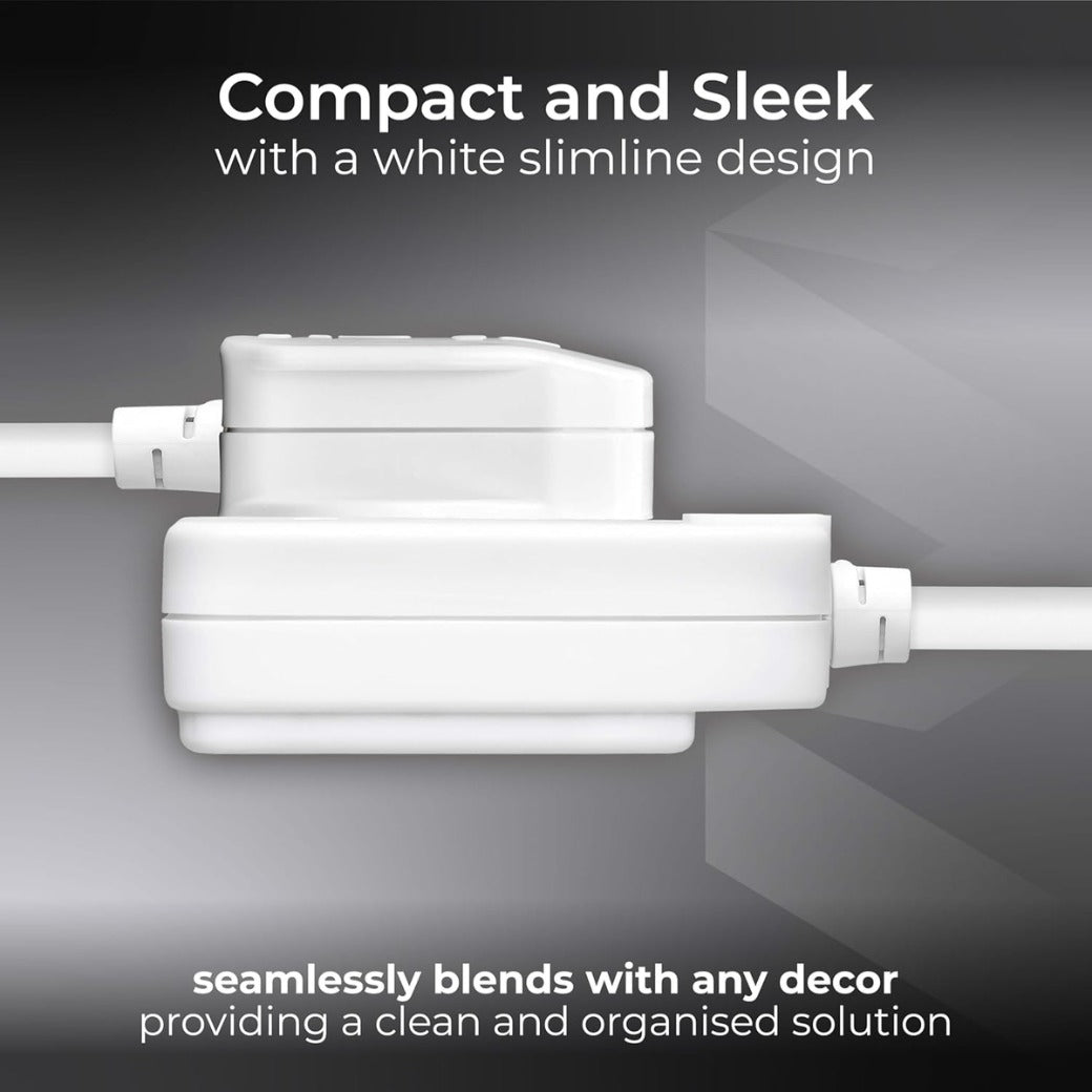 One Socket Single Extension Lead, 5 Metre Cable, Unswitched, 1-Way Plug Extension Cable, Basic Power, White, 13A, 1G, 5m, BOG5