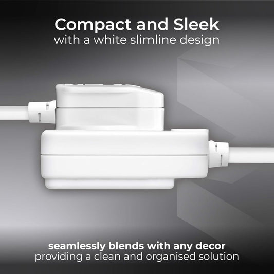 One Socket Single Extension Lead, 5 Metre Cable, Unswitched, 1-Way Plug Extension Cable, Basic Power, White, 13A, 1G, 5m, BOG5