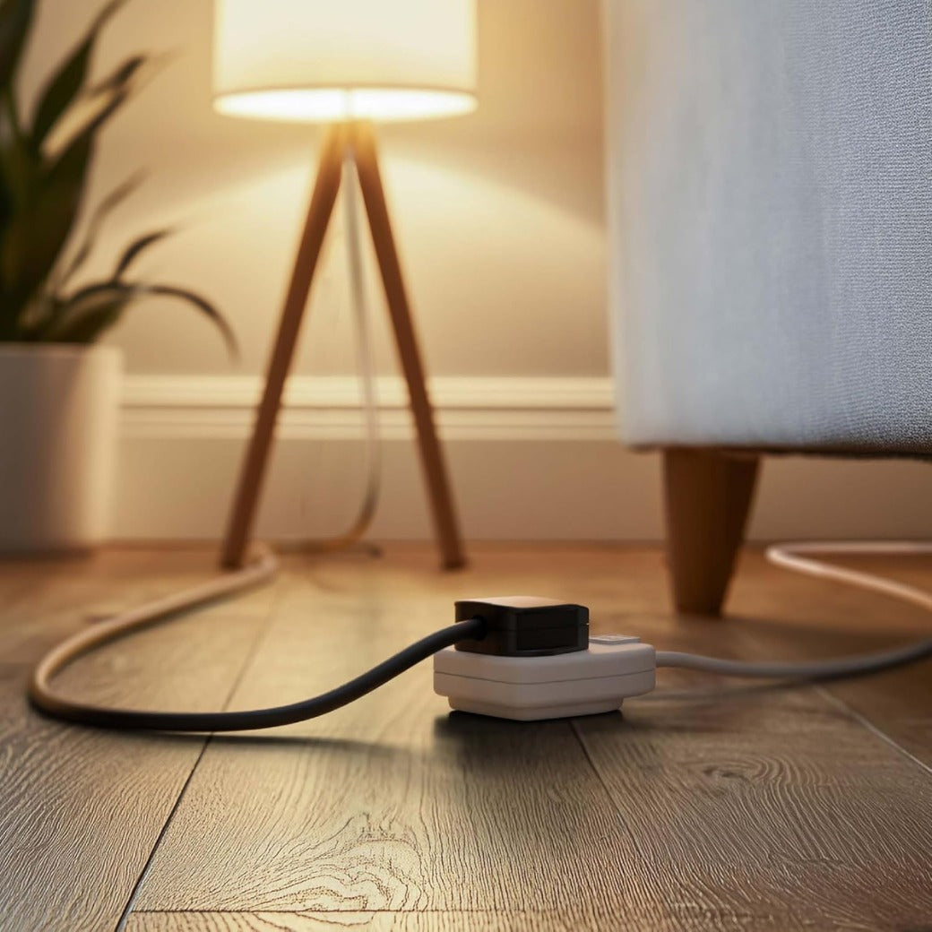 One Socket Single Extension Lead, 5 Metre Cable, Unswitched, 1-Way Plug Extension Cable, Basic Power, White, 13A, 1G, 5m, BOG5