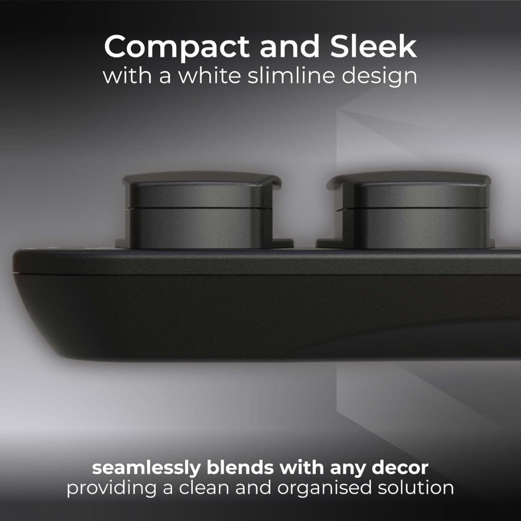 Masterplug Four Socket Extension Lead, 2 Metre Cable, Unswitched, 4-Way Plug Extension Cable, Power Strip, Basic Power, Black, 13A, 4G, 2m, BFG210NB