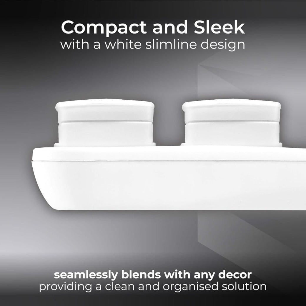 Four Socket Extension Lead, 3 Metre Cable, Unswitched, 4-Way Plug Extension Cable, Power Strip, Basic Power, White, 13A, 4G, 3m, BFG3N