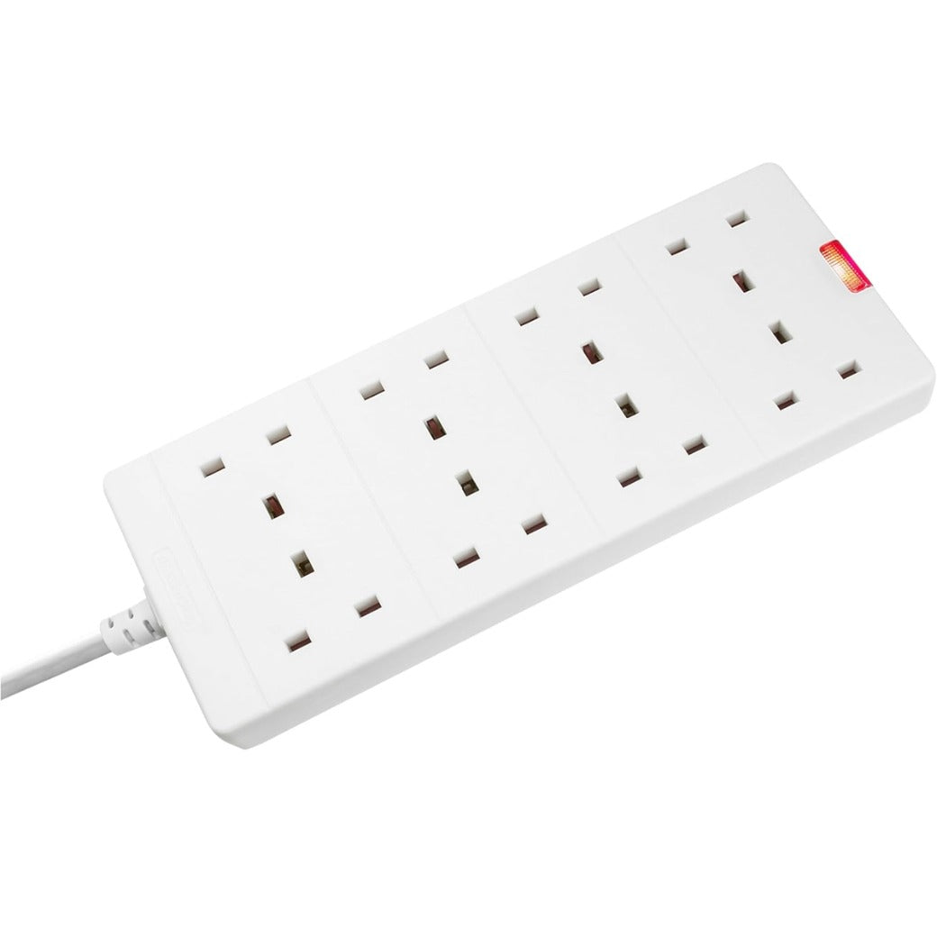 Masterplug Eight Socket Extension Lead with Power Indicator, 2 Metre, White BEN210-MP