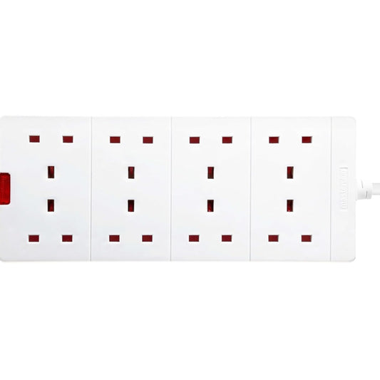 Masterplug Eight Socket Extension Lead with Power Indicator, 2 Metre, White BEN210-MP