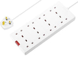 Masterplug Eight Socket Extension Lead with Power Indicator, 2 Metre, White BEN210-MP