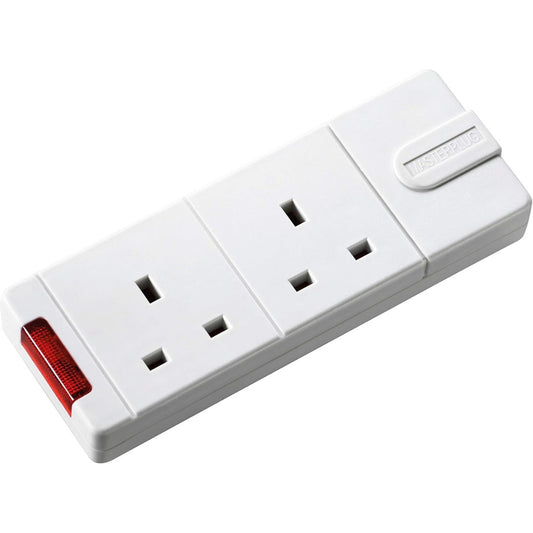 Two Socket Trailing Socket with Power Indicator, without Plug and Cable, White