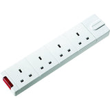 Permaplug Range Four Socket Trailing Socket with Power Switch without Plug and Cable, 13 Amp, White
