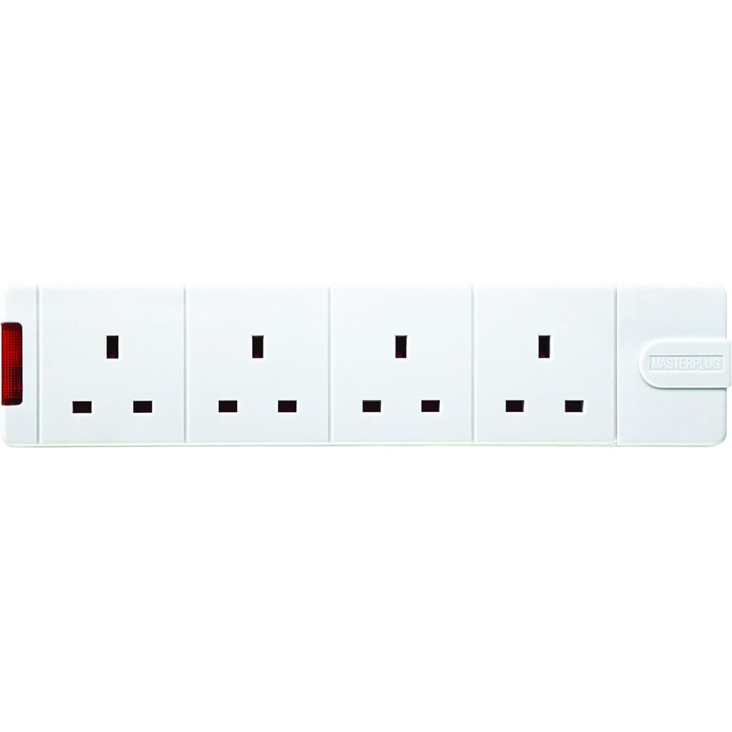 Permaplug Range Four Socket Trailing Socket with Power Switch without Plug and Cable, 13 Amp, White