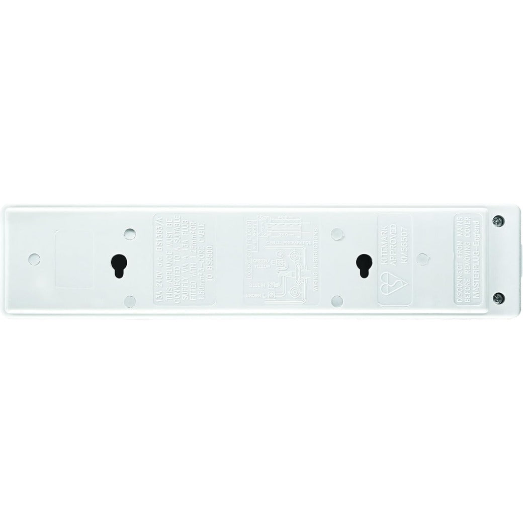 Permaplug Range Four Socket Trailing Socket with Power Switch without Plug and Cable, 13 Amp, White