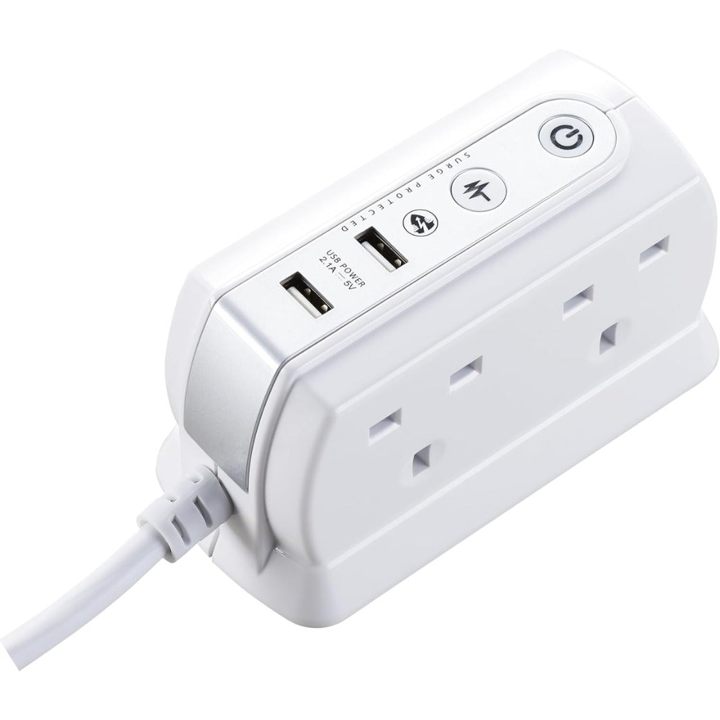 Masterplug SRGDU41PW2-MP Heavy Duty Four Socket Surge Protected Extension Lead with 2 USB Ports, 2 Metre, White