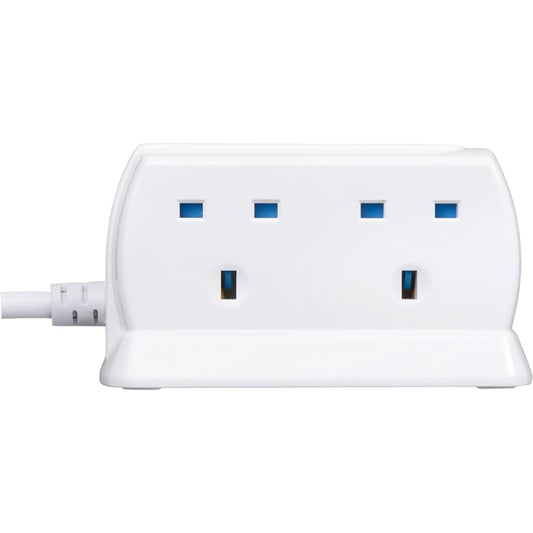 Masterplug SRGDU41PW2-MP Heavy Duty Four Socket Surge Protected Extension Lead with 2 USB Ports, 2 Metre, White