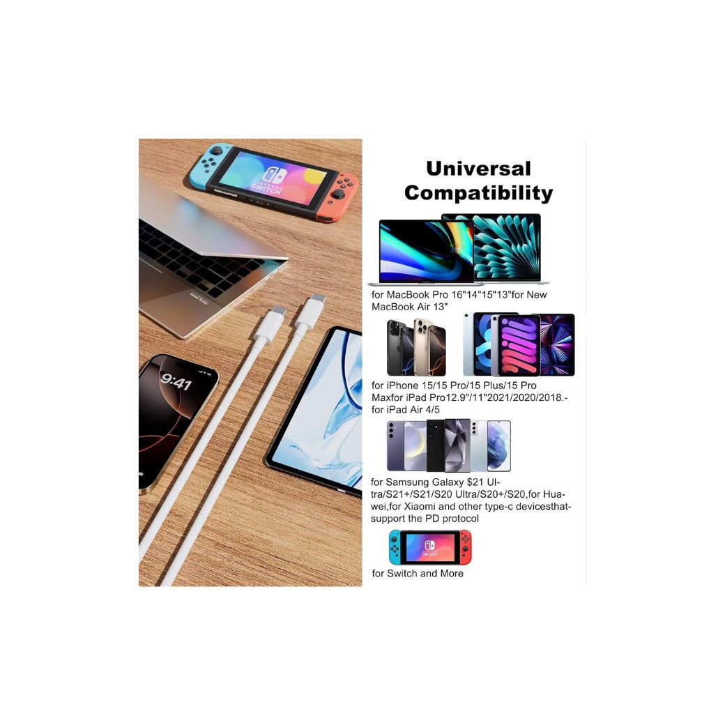 USB C to USB C Charger Cable iPhone Charger Cable 15/16 Fast Charging Lead, Type C Charging Wire for iPhone16/16 Pro/15/15 Plus/15 Pro/15 Pro Max, iPad Pro/Air/Mini,Mac (2Pack 2M)