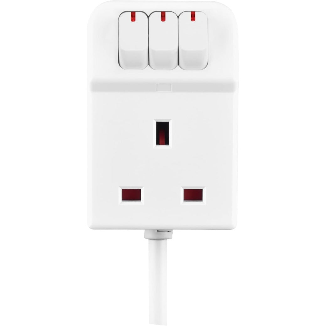Masterplug Three Socket Extension Lead with Individual Switches, White