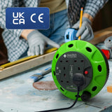 4 Socket Extension Lead - 5m Portable Cable Reel - Thermal Cut Out, Ergonomic Handle
