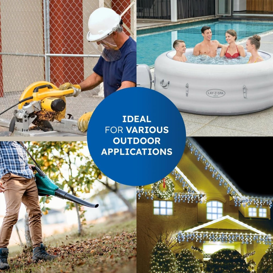 Weatherproof Outdoor Electric Box with 4 Gang 10m Extension Lead – IP54 Rated