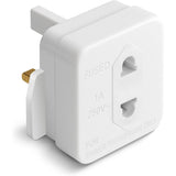 UK Shaver Adaptor Plug - Fused 1A 250V 2-Pin to 3-Pin Converter - CE Certified Plug for Electric Shaver & Toothbrus