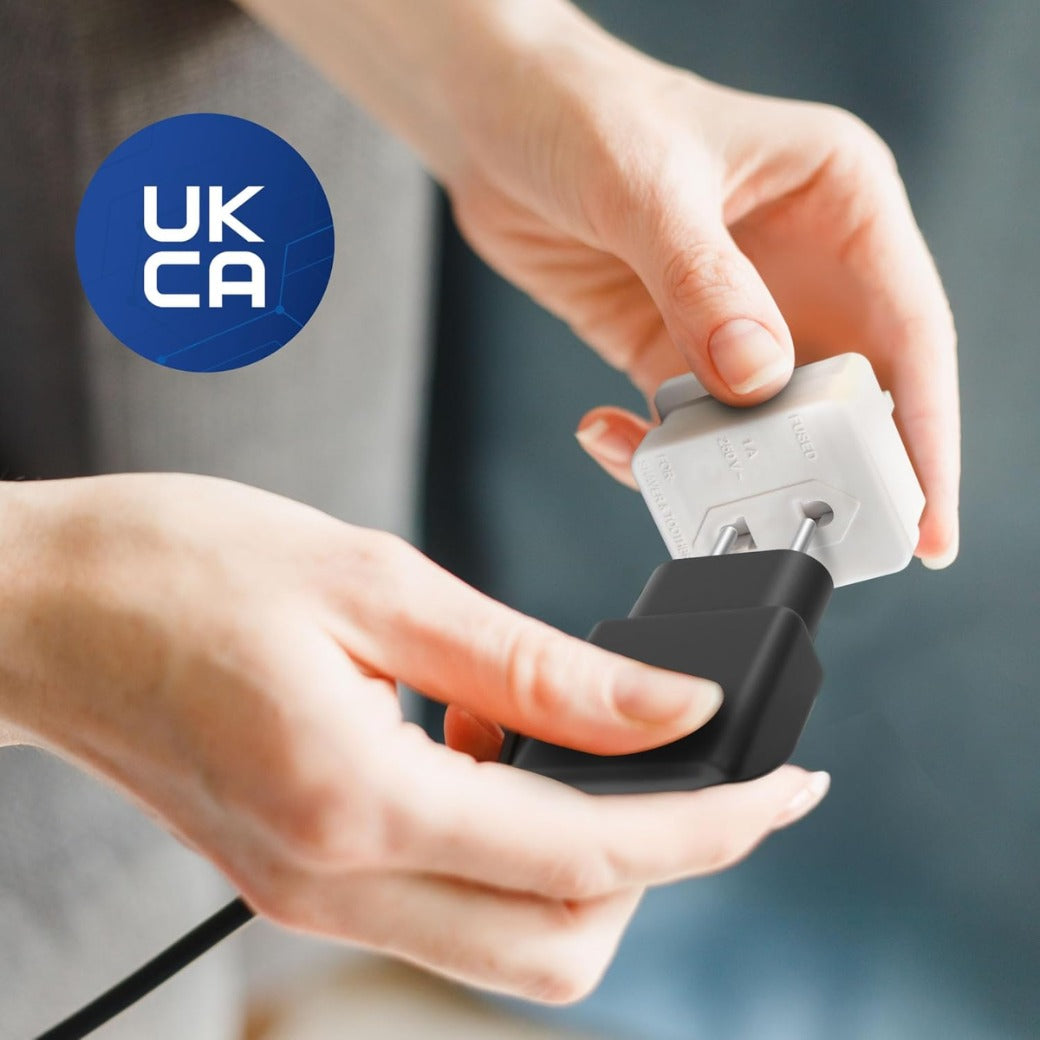 UK Shaver Adaptor Plug - Fused 1A 250V 2-Pin to 3-Pin Converter - CE Certified Plug for Electric Shaver & Toothbrus