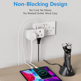 Plug Adapter with 3 USB, Mscien Double Plug Adaptor, Multi Plug Extension, Dual 2 Pin Socket at The Bottom, 13A UK Surge Protected Multiplug Extender