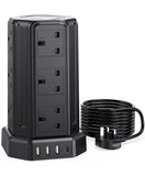 Click to see full view Extension Lead 5M, [13A 3250W] 12 Way Tower Extension Lead Multi Plug Extension Sockets with 4 USB Slots