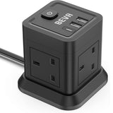 Lead Cube 3M With USB Slots, BEVA 4 Way Extension Socket With 3 USB Ports