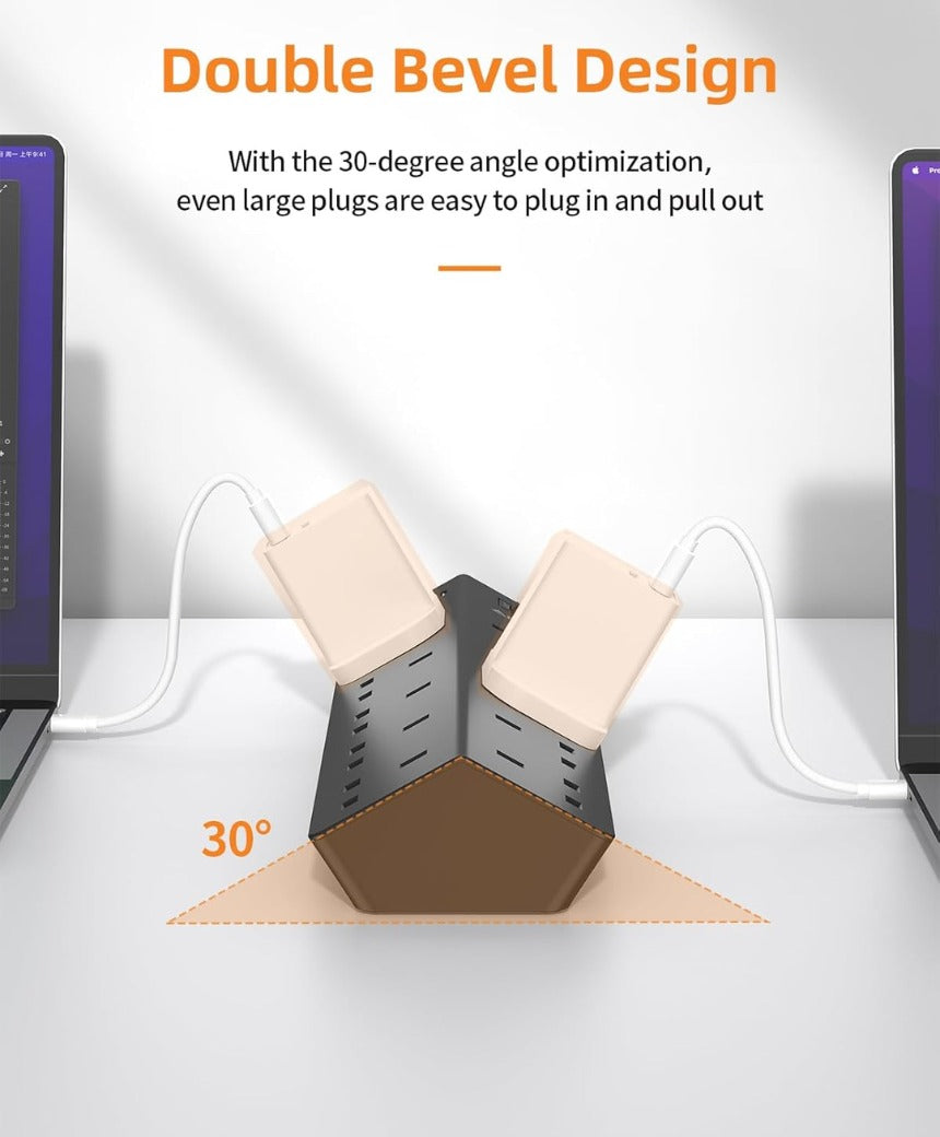 10 Way Extension Lead with USB Slots(2 USB C), ANVODE 14-IN-1 Plug Extension Socket with Switch