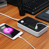 Extension Lead with USB Ports 3 Way Outlets 6 USB Ports Surge Protection UK Socket with Bold Extension Cord with Fuse and Shutter Power Strips Universal Socket, Black