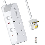 Extension Lead 2 Way Plug Sockets with Individual Switches Wall Mountable Power Strip 1.5M Extension Cable 13A Fused UK Plug 3250W