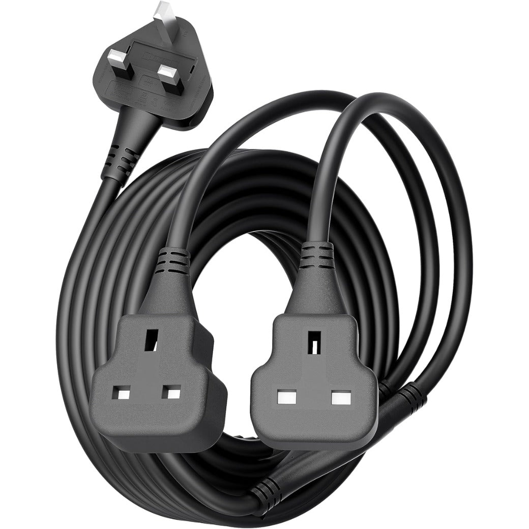 Plug Splitter Extension Cord 2 Plug Extension Lead 10m Power Cable 13 Amp Heavy Duty Electrical Socket Black For Garden