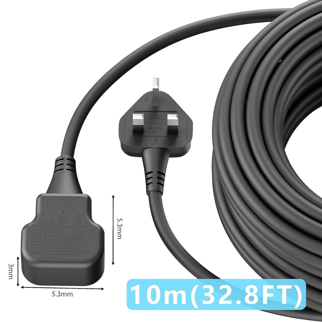 Plug Splitter Extension Cord 2 Plug Extension Lead 10m Power Cable 13 Amp Heavy Duty Electrical Socket Black For Garden