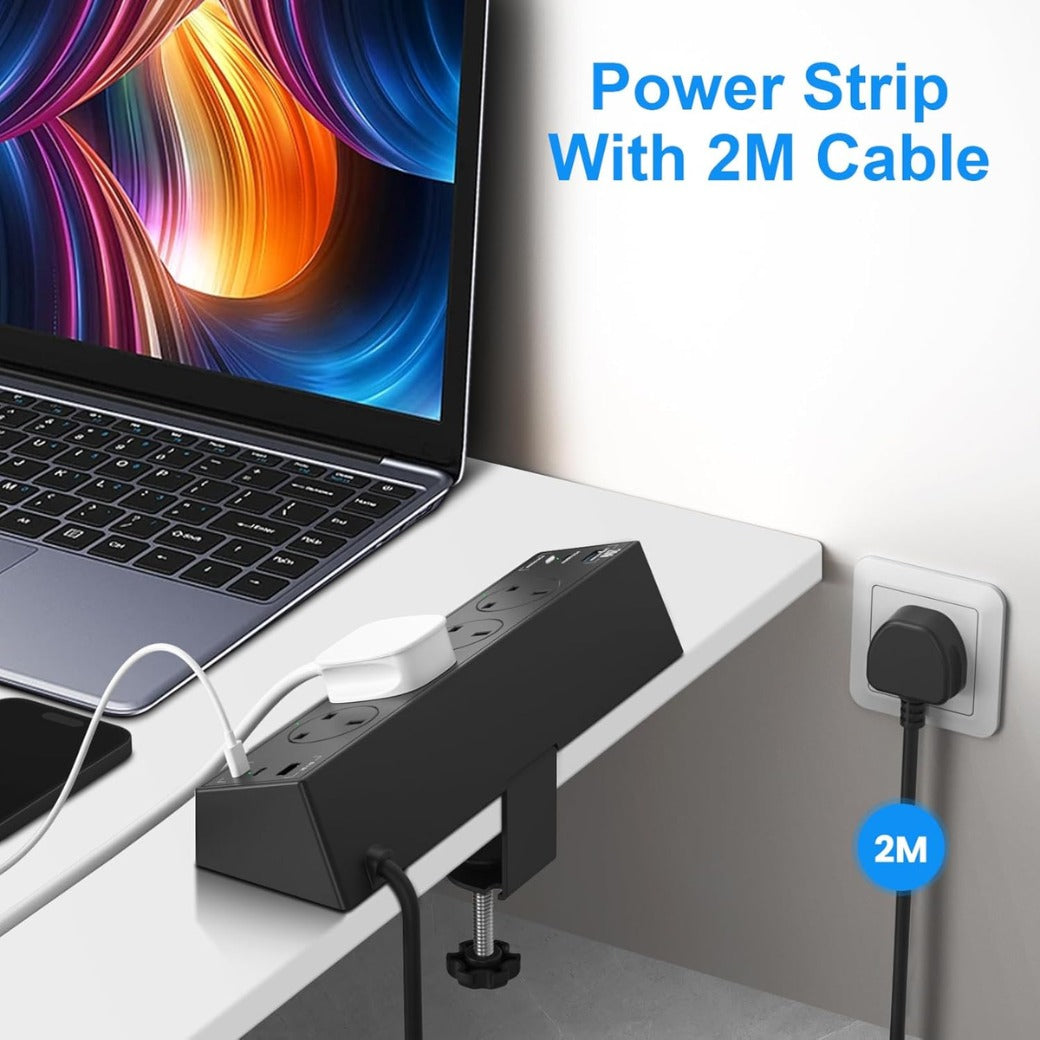 Desk Power Socket USB C 20W, 4 Way Desktop Socket Individually Switchable with 4 USB C and 2 USB A,