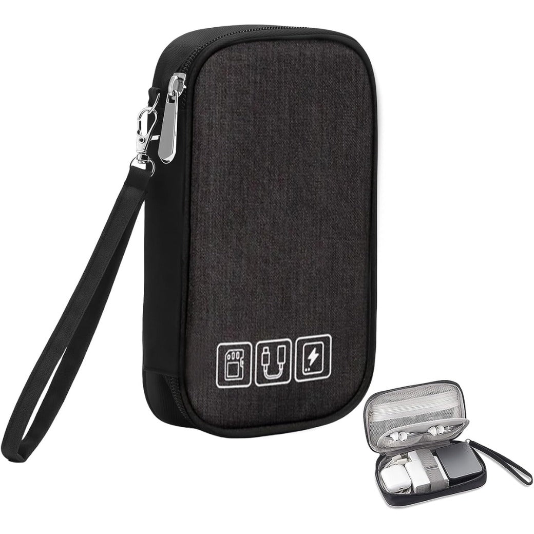 Cable Bag, Small Electronic Accessories Organizer, Three-Layer Compact Travel Digital Storage Bag, for Portable Charger, Cables, Earphone, Cord, SD Card