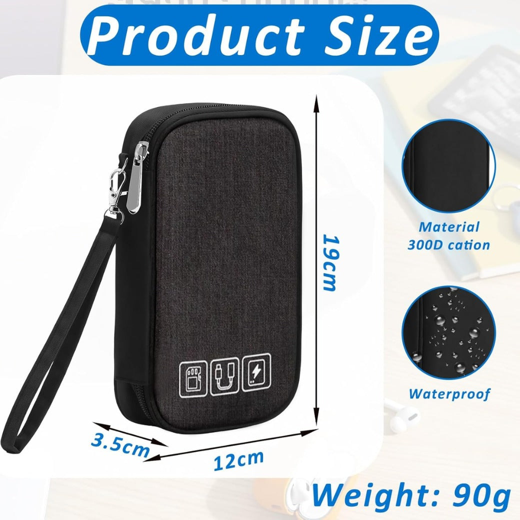 Cable Bag, Small Electronic Accessories Organizer, Three-Layer Compact Travel Digital Storage Bag, for Portable Charger, Cables, Earphone, Cord, SD Card