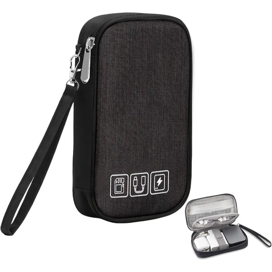 Cable Bag, Small Electronic Accessories Organizer, Three-Layer Compact Travel Digital Storage Bag, for Portable Charger, Cables, Earphone, Cord, SD Card