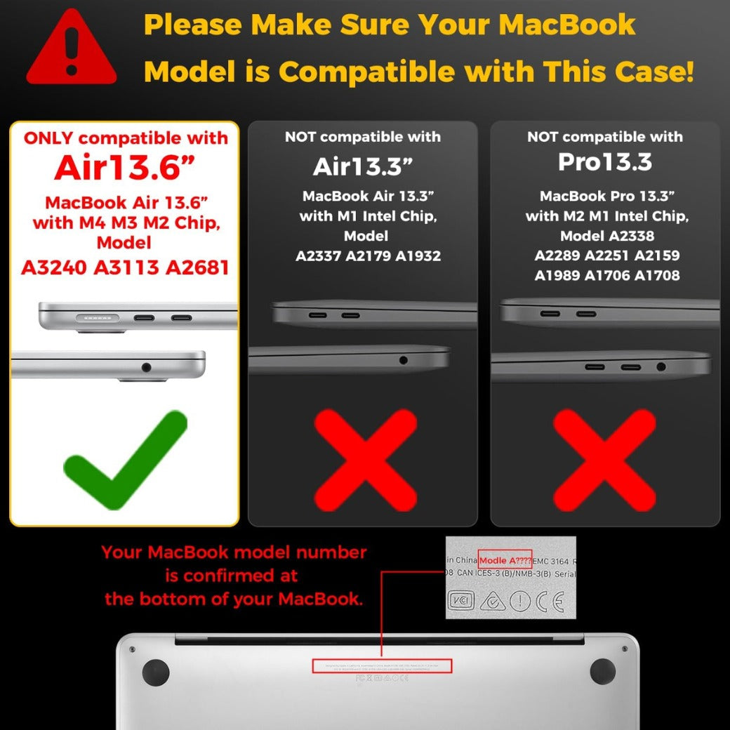 Compatible with MacBook Air 13 inch Case M4 M3 M2 2025 2024 2022 Mac Book Air 13.6" Transparent Hard Shell for Model A3240 A3113 A2681 with Touch ID, Plastic Cover Smooth Skin - Crystal Clea