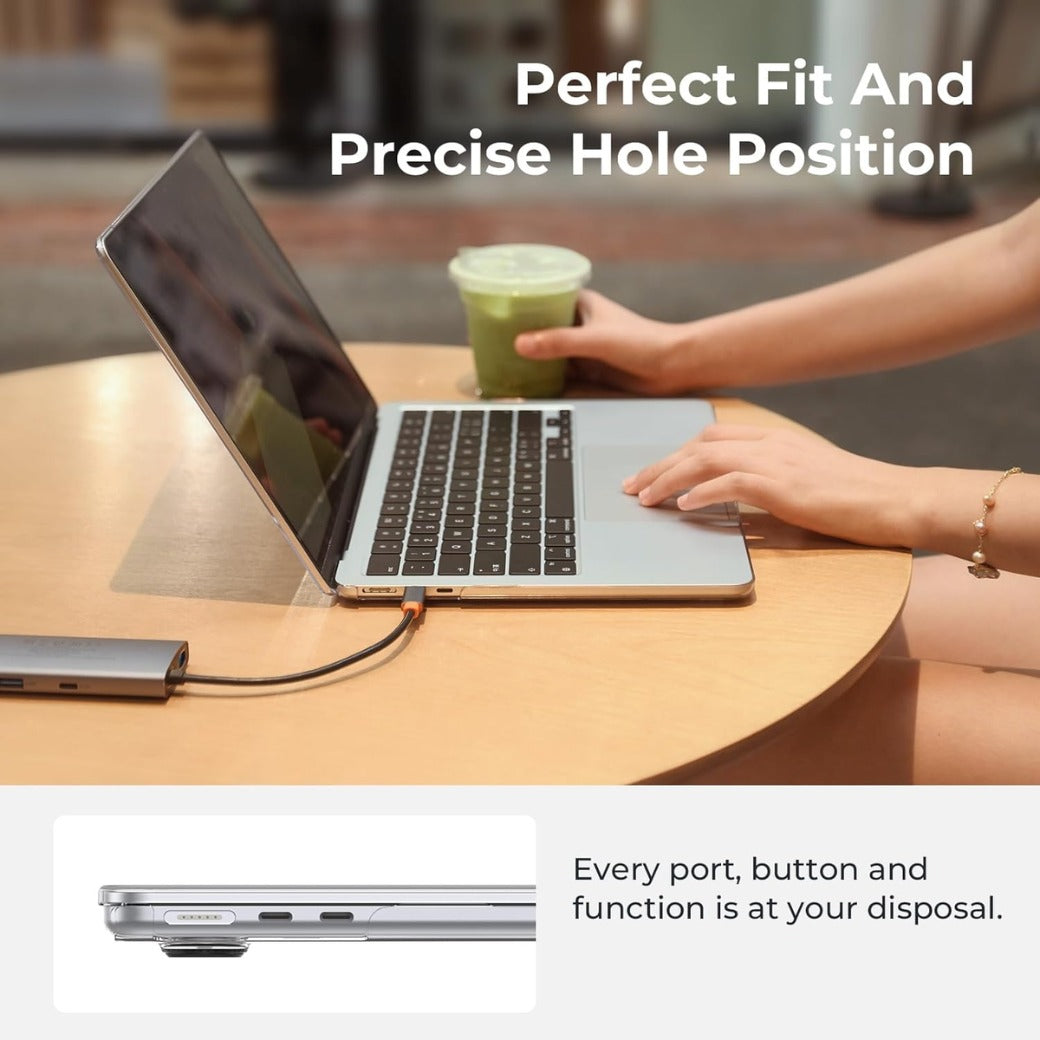 Compatible with MacBook Air 13 inch Case M4 M3 M2 2025 2024 2022 Mac Book Air 13.6" Transparent Hard Shell for Model A3240 A3113 A2681 with Touch ID, Plastic Cover Smooth Skin - Crystal Clea