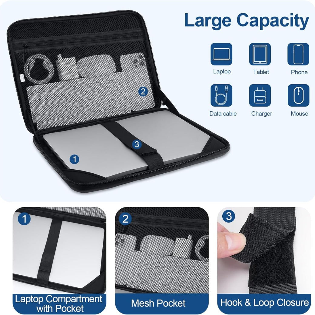 15-16 inch Laptop Hard Case, 15.6 inch Laptop Sleeve Waterproof Shockproof Computer Bag Compatible with MacBook HP Del