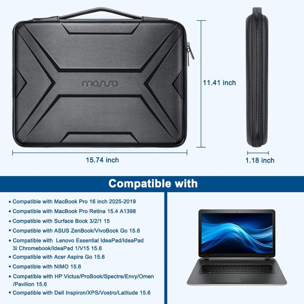 15-16 inch Laptop Hard Case, 15.6 inch Laptop Sleeve Waterproof Shockproof Computer Bag Compatible with MacBook HP Del