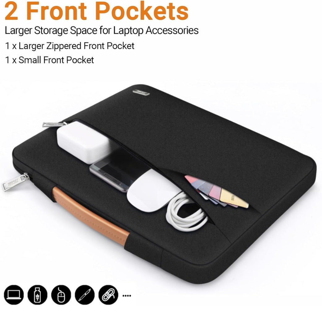 14 Inch Laptop Sleeve Protective Case for 14 Inch HP Lenovo Dell Acer Notebook Chromebook, 15'' MacBook Air M4 M3 M2, Waterproof Computer Case Bag with Handle and Pockets, Black