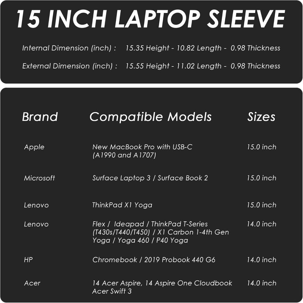 14-15.6 inch Shock Resistant Laptop Sleeve Case Briefcase Bag