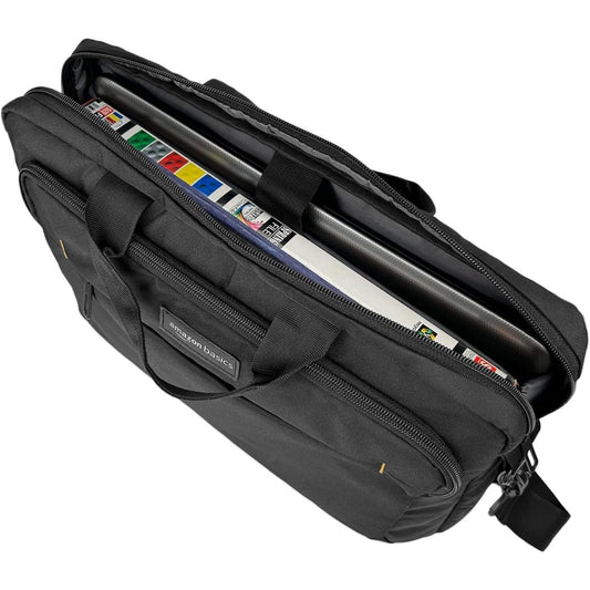Compact Laptop Shoulder Bag Carrying case with Accessory Storage Pockets (14 inch - 35.6 cm) Black